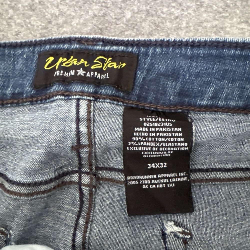 Urban Star Jeans Men's Blue Denim 34x32 Straight Leg Fit - Picture 3 of 13